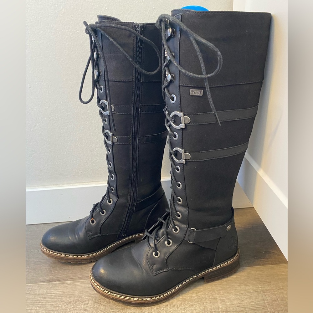 Rieker Black Lace Up Boots size 37